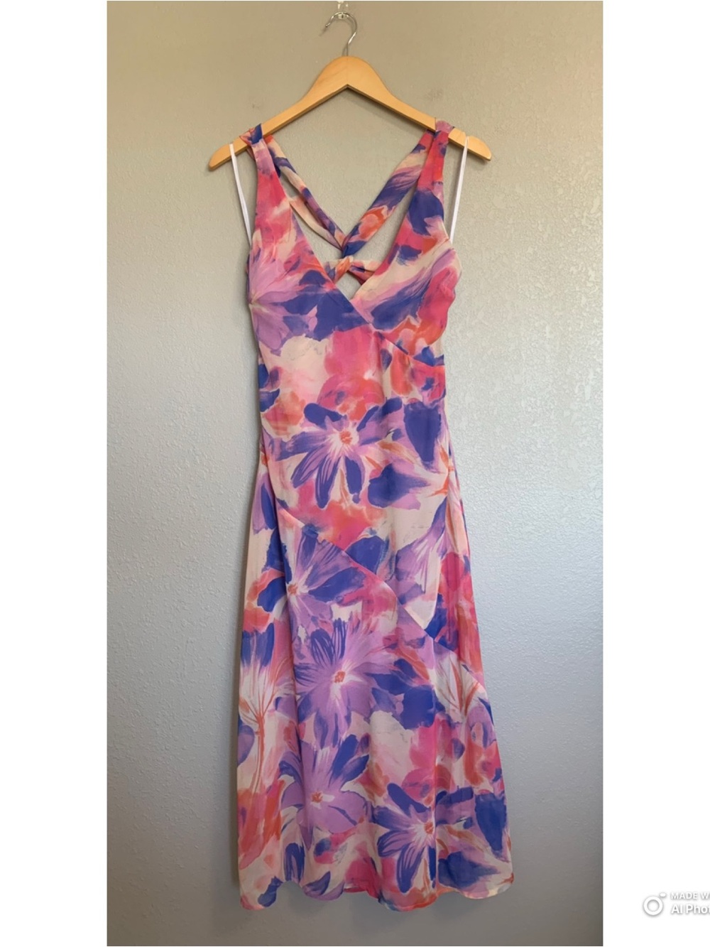 Lulu's Pink Purple Floral Midi Dress - Picture 2 of 16